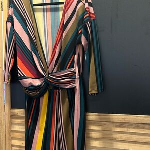 Express Multicolor Striped Long Sleeve Dress